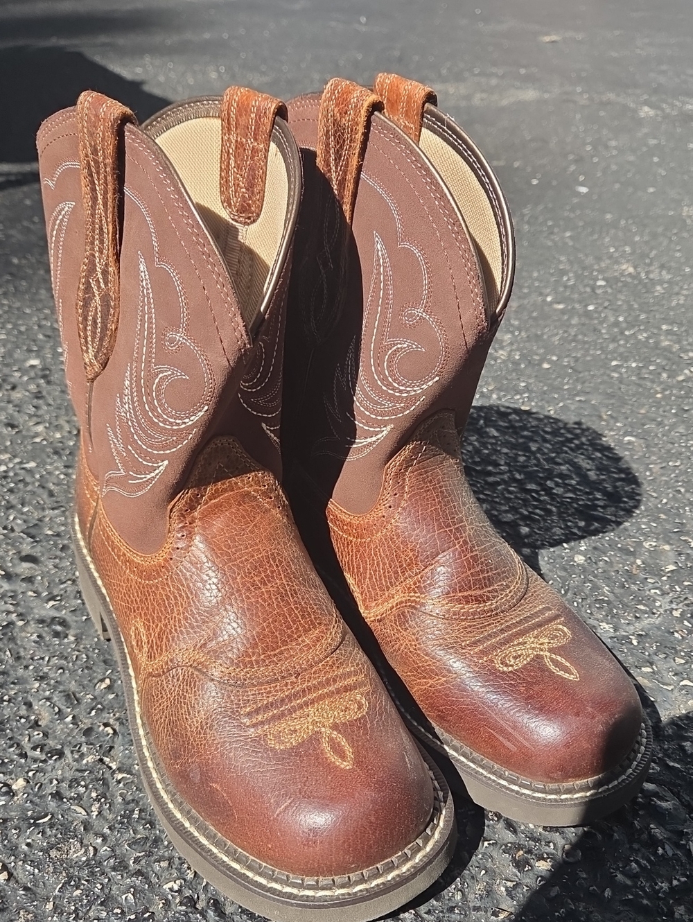 Women's Brown Leather Western Work Boots